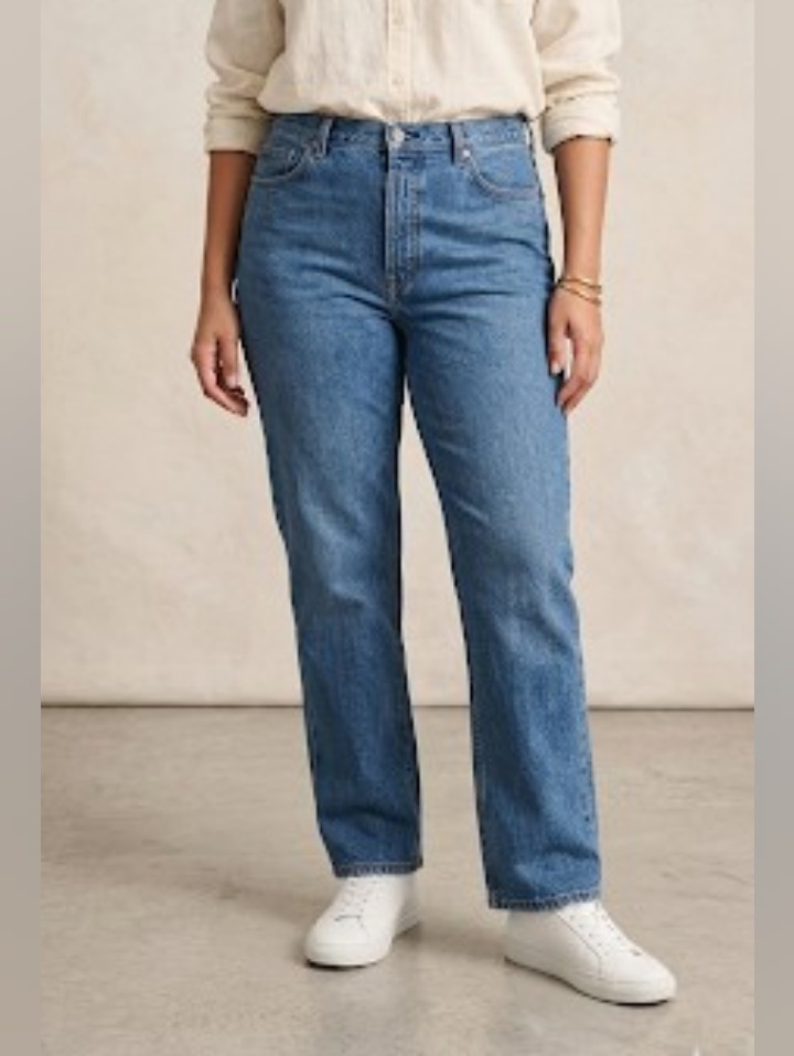 Lee Mom Jeans Classic Medium Wash High Rise Straight Leg Jeans Sz 16 T